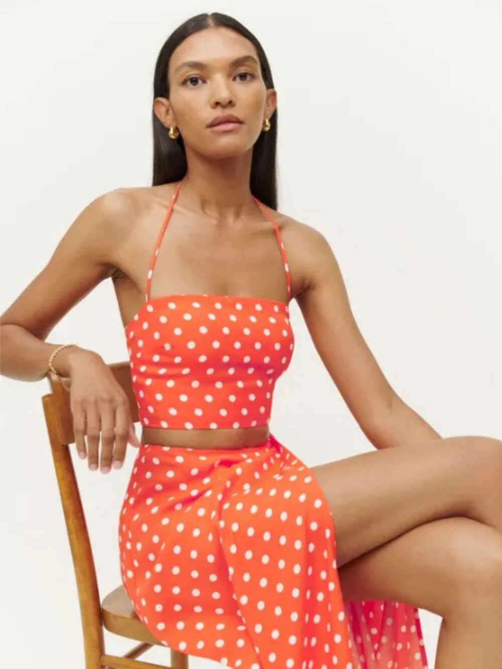 Reformation • Two Piece Set, Orange Polka Dot
